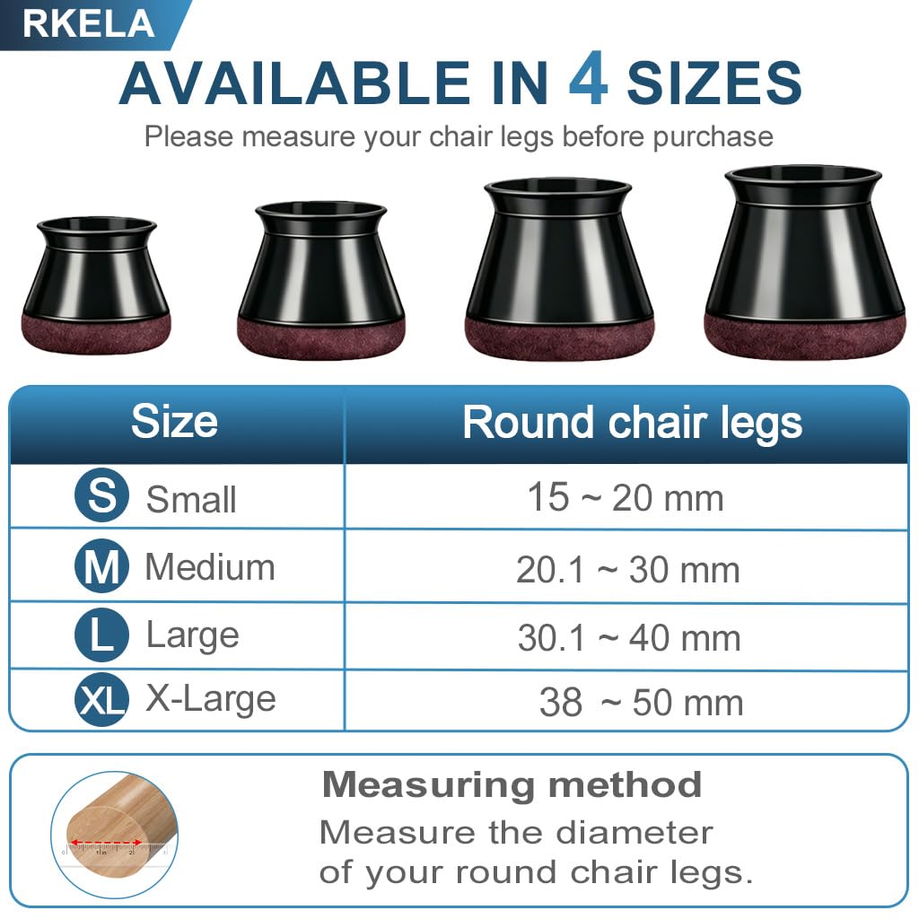 Square Chair Leg Floor Protectors, 16 Pcs, Large Clear