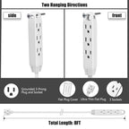 CABOCASA 3FT Flat Plug Extension Cord Power Strip 3 Outlets White Upward