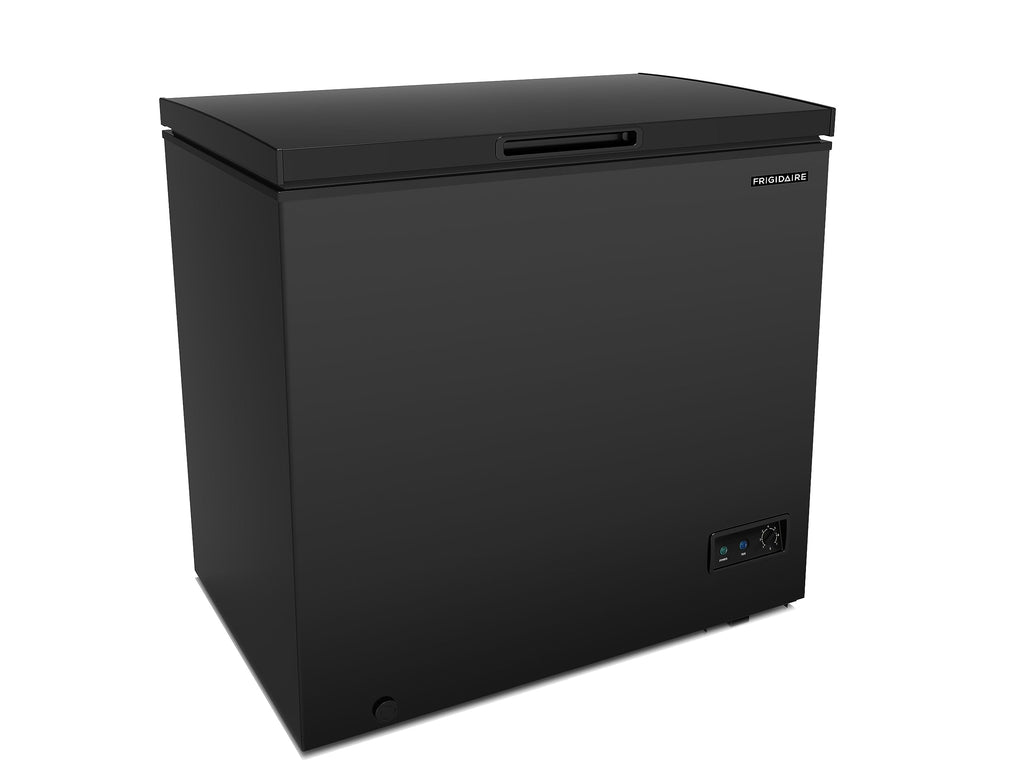 FRIGIDAIRE EFRF5003-BLACK Chest Deep Freezer-Garage-Ready, 5.0 Cu. Ft. Capacity, Black-Adjustable Thermostat-Removable Vinyl Coated Wire Basket-Easy Defrost Drain