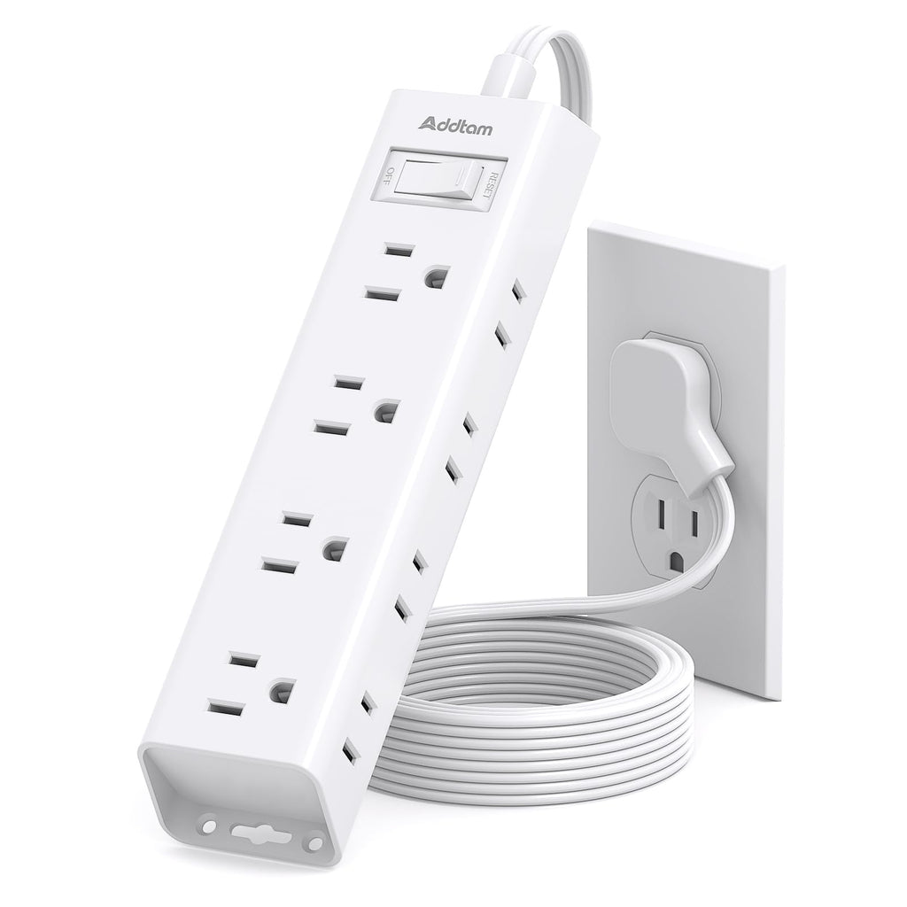 Flat Plug Power Strip, Ultra Thin Flat Extension Cord - 12 Outlets 3 Sides