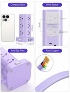 6FT Power Strip Tower with Wireless Charger,Surge Protector with 12 Outlets