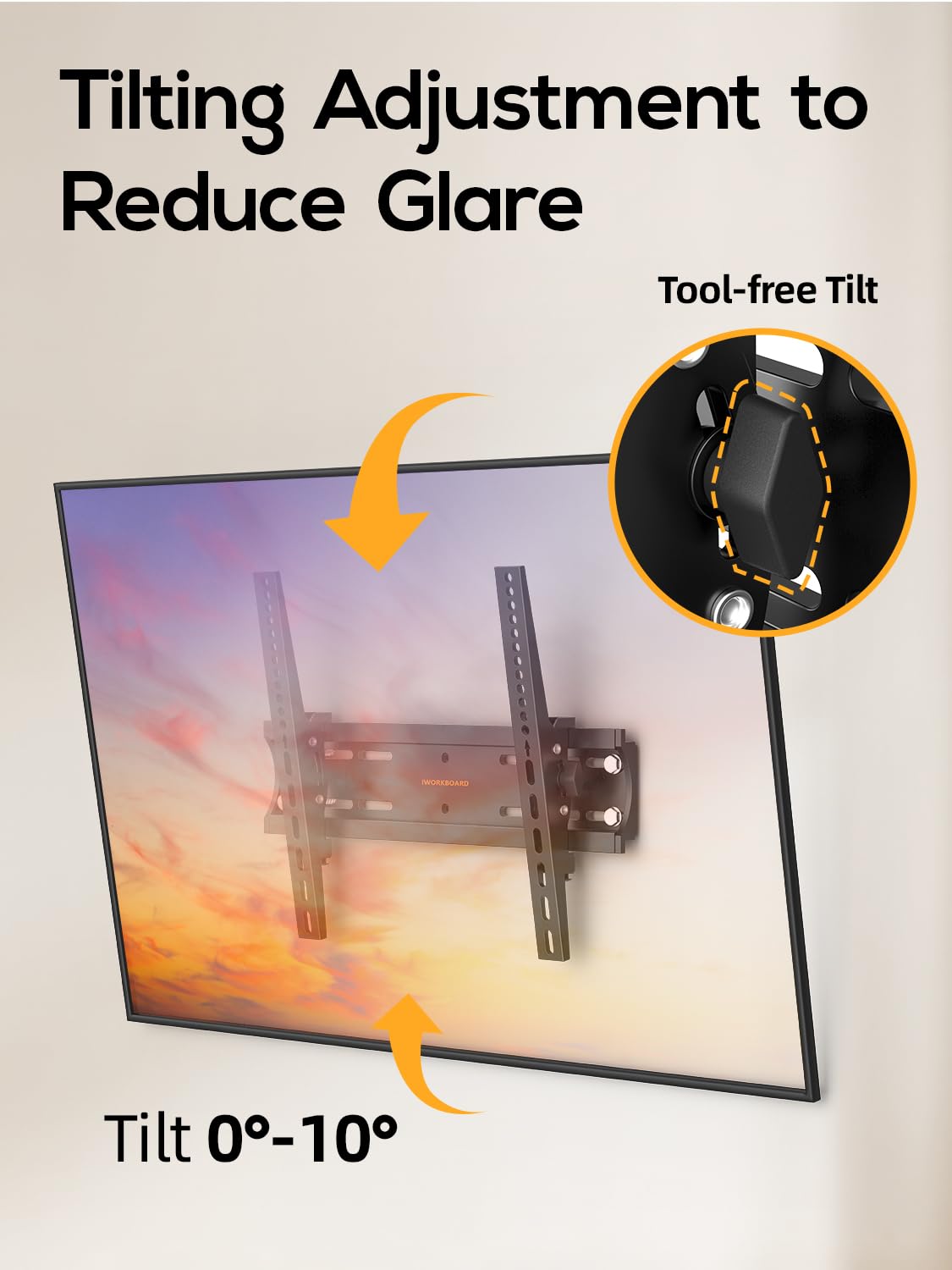 IWORKBOARD 55 65 75 85 inch Tilting TV Wall Mount for 32-90 '' TVs, Low Profile TV Mount Bracket, Safe Lock & Quick Release,Max VESA 600x400mm, 24 inch Studs,132 lbs, Fit Most 55+ 75+ 85+ 86 TVs