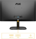 AOC 22B2H - 22 inch FHD Monitor, 75Hz, VA, 7ms Frameless design, Tilt, lowBlue Mode, Flicker Free (1920 x 1080 @ 75Hz, HDMI/VGA)