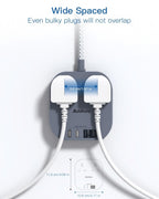Extension Lead, Power Strips with 2 Way Outlets 4(4.5A, 2 Type C & 2 USB-A)