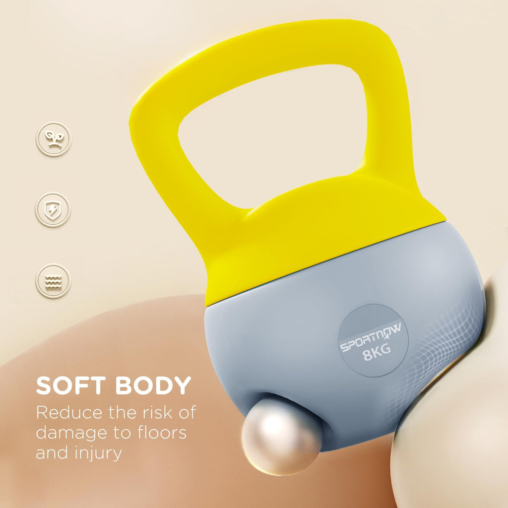 SPORTNOW 4/6/8/10/12kg Soft Kettlebell with Non Slip Handle Grey