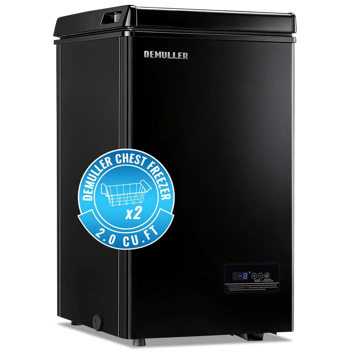 DEMULLER 3.2 CU.FT Small Deep Freezer with Electronic Panel Black
