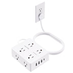 Olcorife Flat Plug Power Strip with 15 FT Extension Cord, 8 Outlets 4 USB Ports(1 USB C), 3 Sided Outlet Extender for Home Office Travel Dorm Room Essentials, White