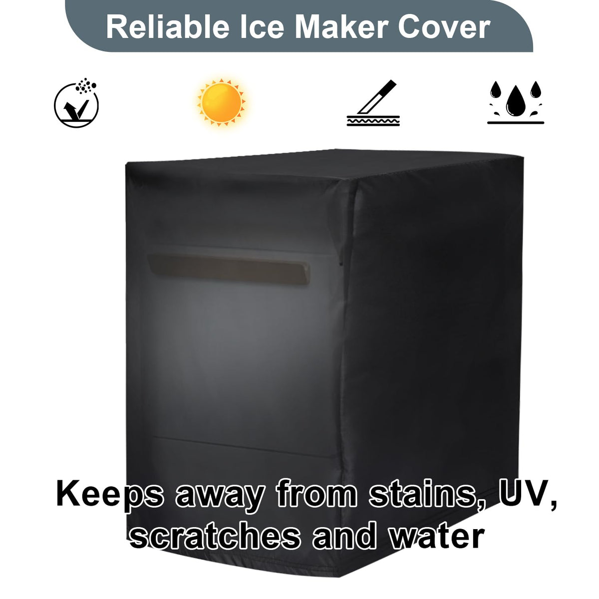 Commercial Ice Maker Cover, Universal Waterproof Shield for Appliances in Home, Garage and Office, Black
