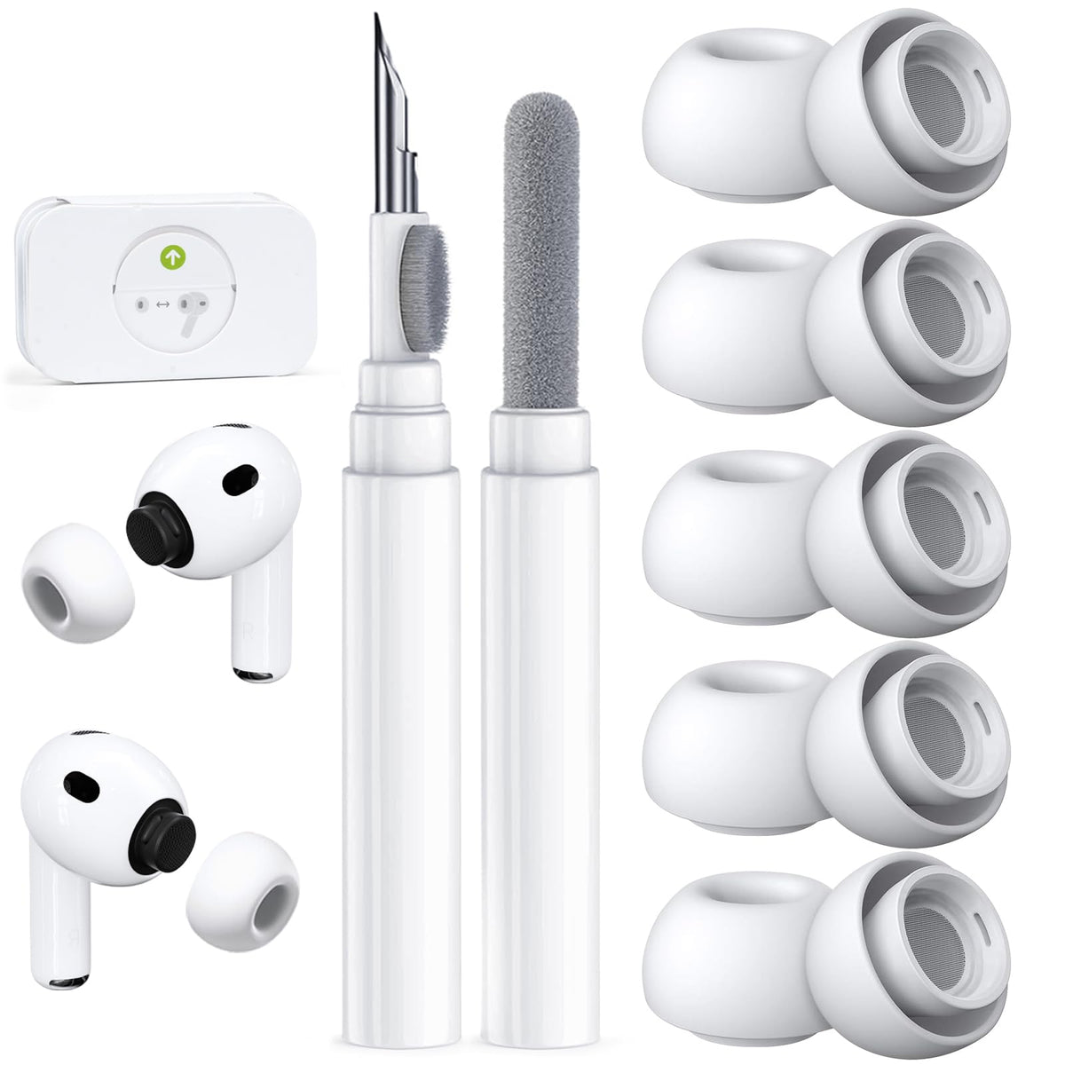5 Pairs Replacement Ear Tips for AirPods Pro 3 (White)
