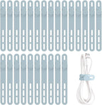 Oligei 25 Pcs Silicone Cable Ties, Cable Ties Reusable, High Elasticity Cord Wraps for Electrical Cords, Cord Organizer for Earphone, Phone Charger(Blue)