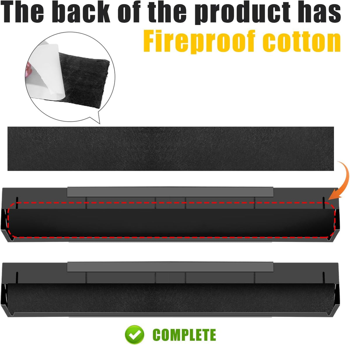 Black Fireplace Hood Heat Deflector,28" to 48" Adjustable
