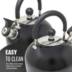2.5L Stainless Steel Whistling Kettle - Suitable for Fishing, Camping, Hiking, Indoor & Outdoor | Camping Kettle for Gas Stove, Electric Stove, Camp Fire | Lightweight, Fast Boil, Phenolic Handle