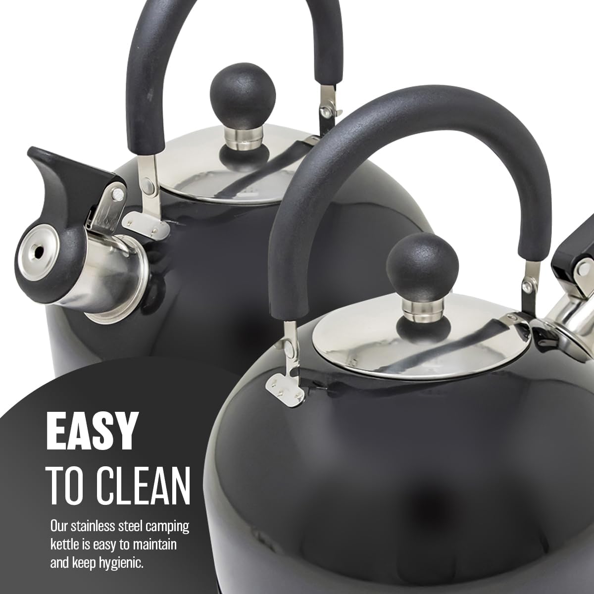 2.5L Stainless Steel Whistling Kettle - Suitable for Fishing, Camping, Hiking, Indoor & Outdoor | Camping Kettle for Gas Stove, Electric Stove, Camp Fire | Lightweight, Fast Boil, Phenolic Handle