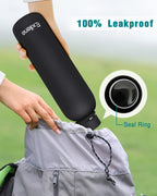 Exllena Insulated Black Water Bottles 750ml with Clip, Double Wall Vacuum Drinks Bottle Keeps Drinks Cold 24 Hrs/Hot 12 Hrs, Stainless Steel Water Bottle BPA Free