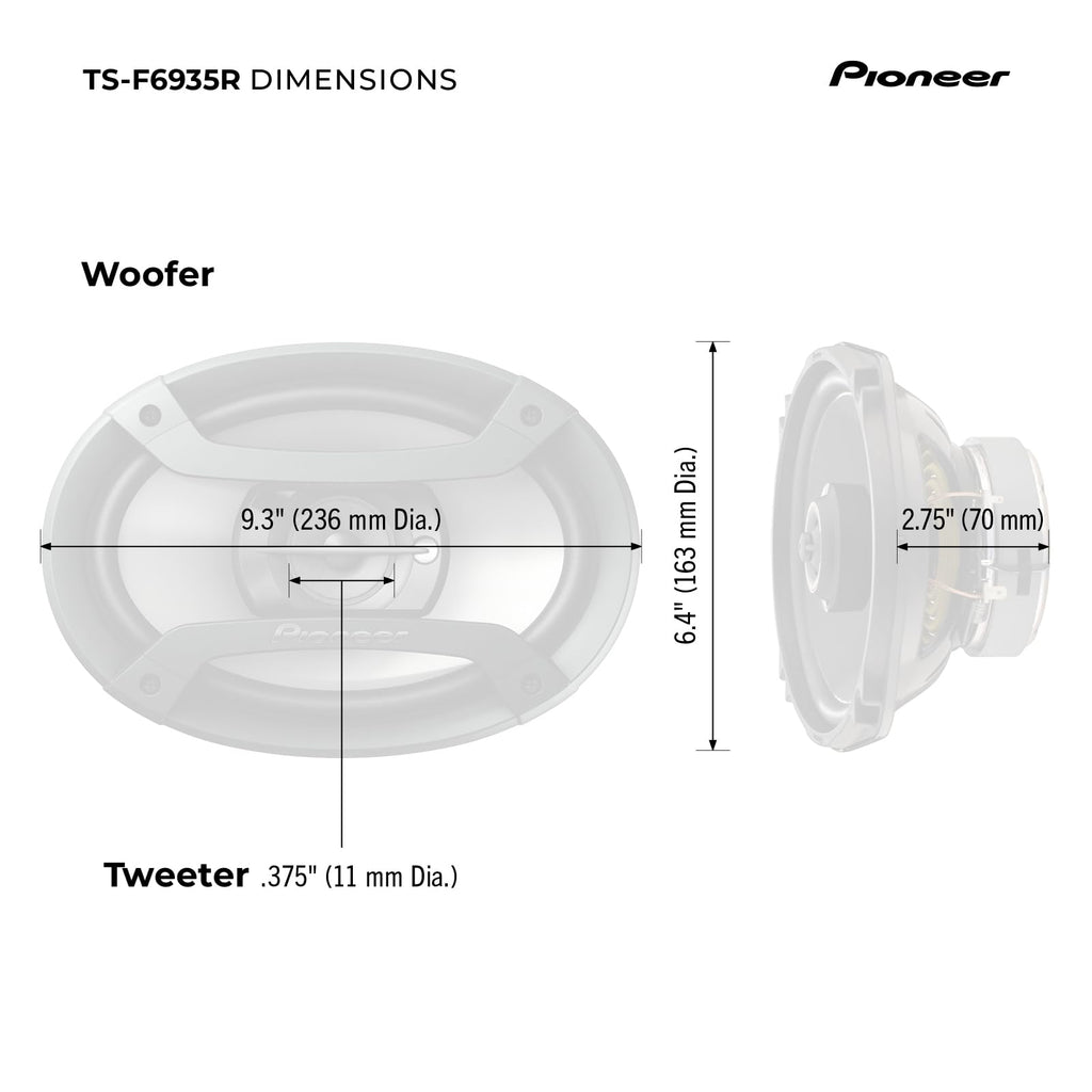 Pioneer F-Series TS-F1035R 4" 2-Way Coaxial Car Speakers 150W Max