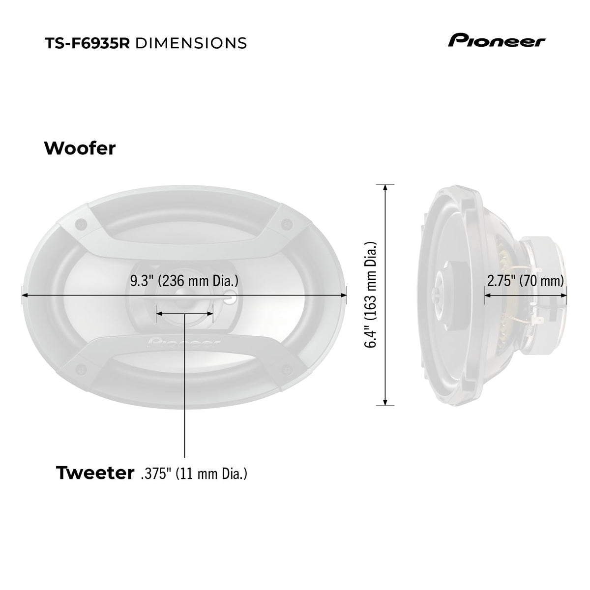 Pioneer F-Series TS-F1035R 4" 2-Way Coaxial Car Speakers 150W Max