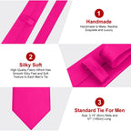 URAQT Men Solid Satin Necktie, 8cm Classic Formal Tie