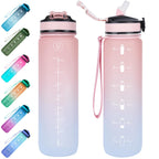 EYQ 1L Water Bottle, 1 Litre Water Bottle with Straw, 32oz Leak-Proof Motivational Sports Drinks Bottle with Time Marker, Tritan BPA-Free, Drinking Waterbottles for Gym Outdoor Sports