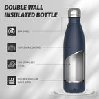 Stainless Steel Insulated Water Bottle, WATERSY Double Walled Metal Vacuum Flask Keep 24 Hrs Cold & 12 Hrs Hot Thermal Metal Sports Bottles 500ml BPA Free for Outdoor, Work, Gym, School (Black)