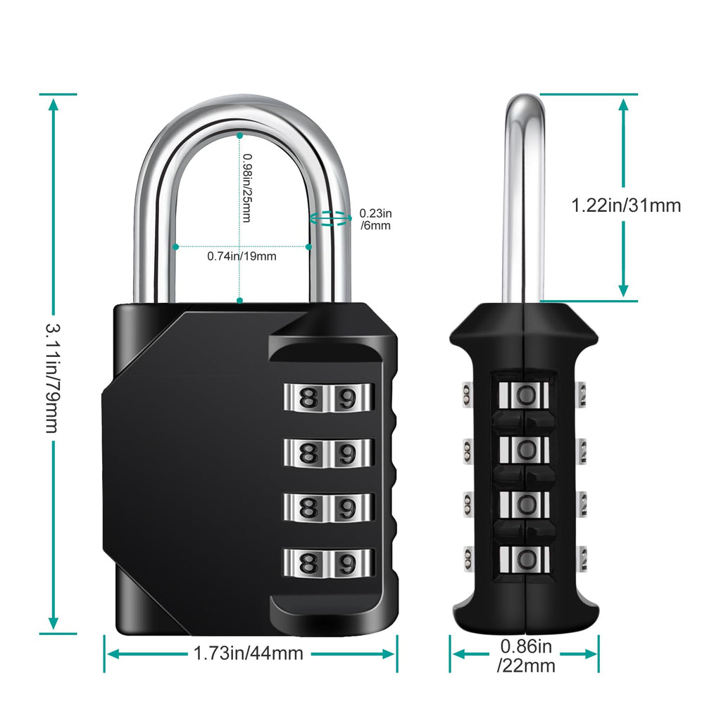 ZHEGE Combination Padlock, 4 Digit Combination Locker Padlock (Red)