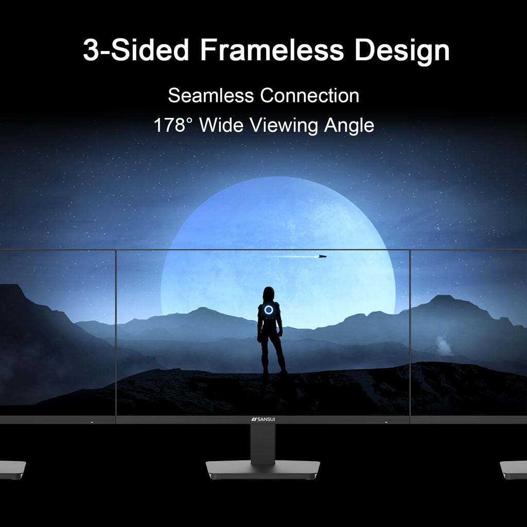 SANSUI 24 Inch Gaming Monitor 200Hz 1Ms FreeSync HDR 110% sRGB FHD 1080P Computer Monitor HDMI DP Ports Eye Care Frameless VESA Mount Cable Management(ES-G24F4L HDMI Cable Included)