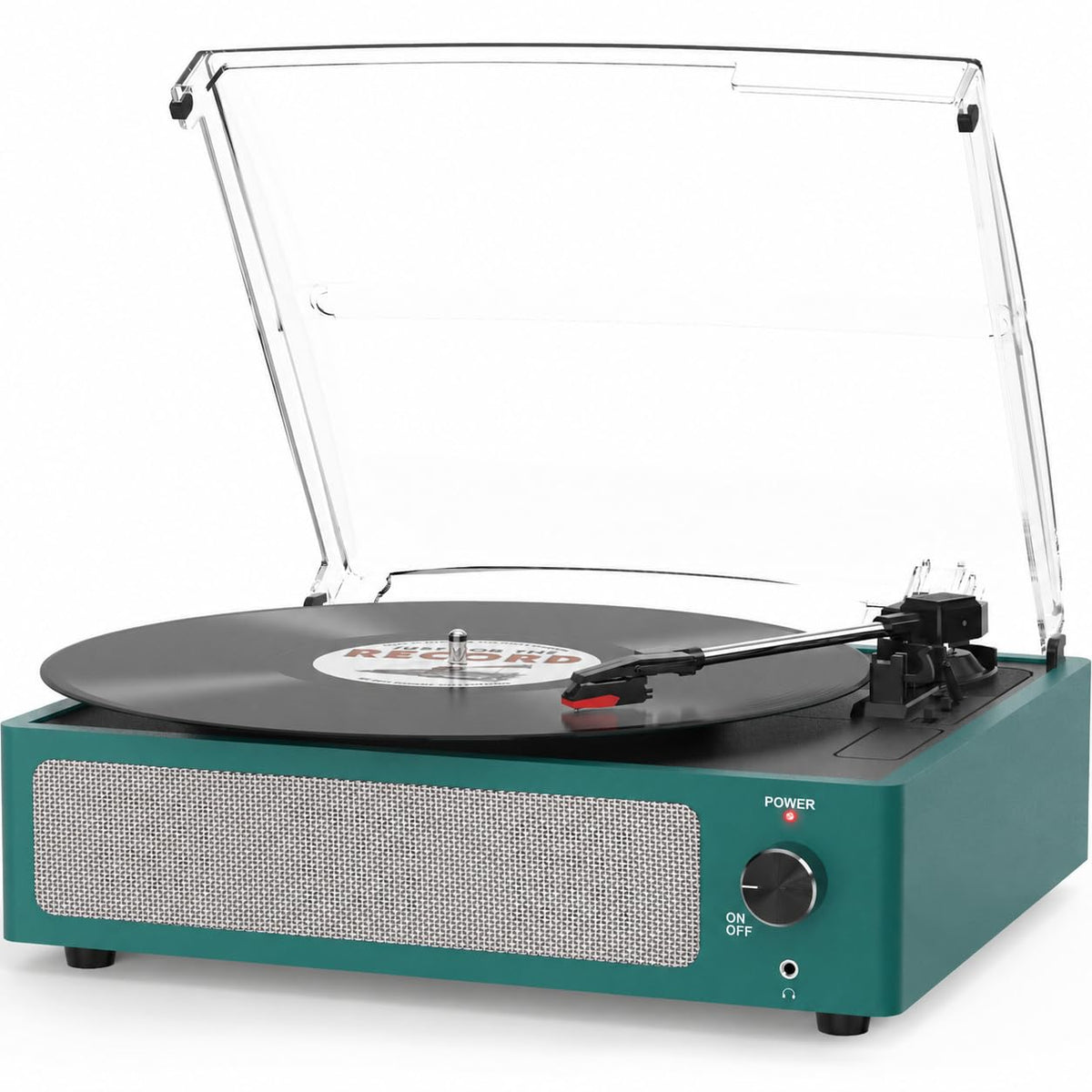Seasonlife® Retro Vinyl Record Player with Stereo Speakers,Walnut Brown