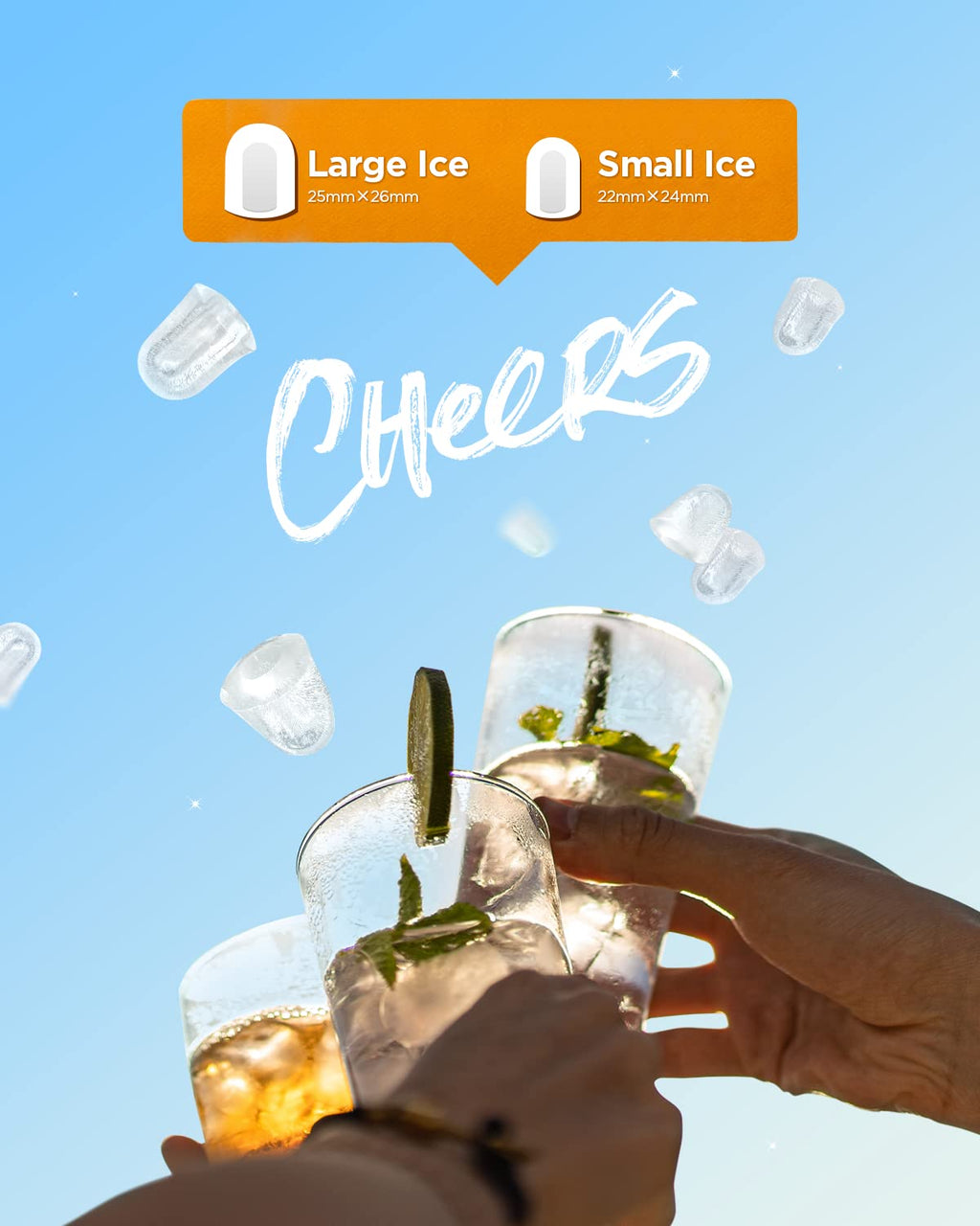 Silonn Ice Maker Countertop, 9 Cubes Ready in 6 Mins, 26lbs in 24Hrs, Self-Cleaning Ice Machine with Ice Scoop and Basket, 2 Sizes of Bullet Ice for Home Kitchen Office Bar Party