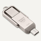 Amazon Basics USB Flash Drive, Thumb Drive Memory Stick with USB C and USB A Dual Ports, 128GB, Champagne Silver