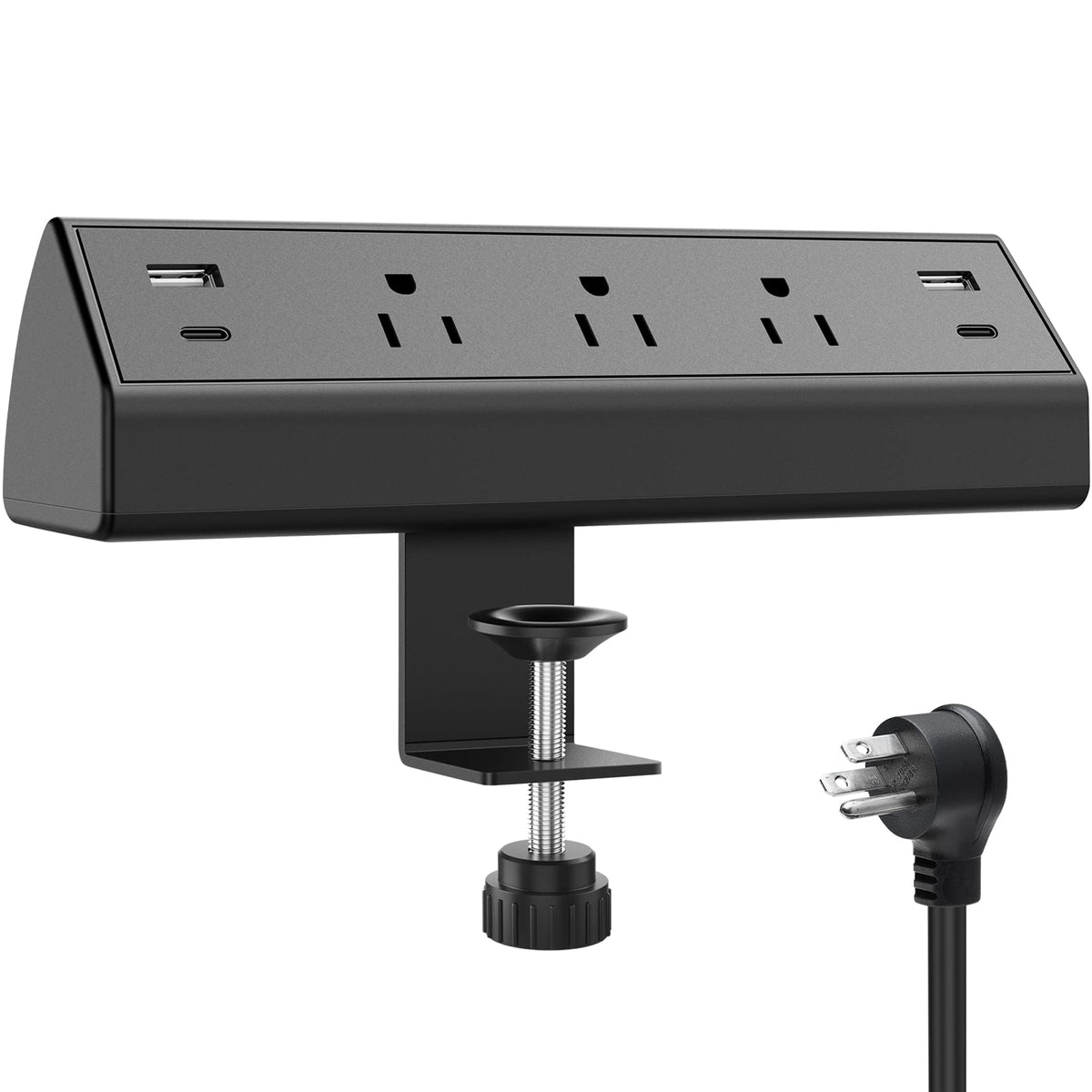 Jgstkcity Desk Clamp Power Strip USB C,40W Total Fast Charging Station,4 PD 20W USB C Ports,Desk Edge Mount Surge Protector,5 Outlets,Fit 1.96" Tabletop Edge,ETL Listed