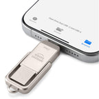 Amazon Basics USB Flash Drive, Thumb Drive Memory Stick with USB C and USB A Dual Ports, 128GB, Champagne Silver