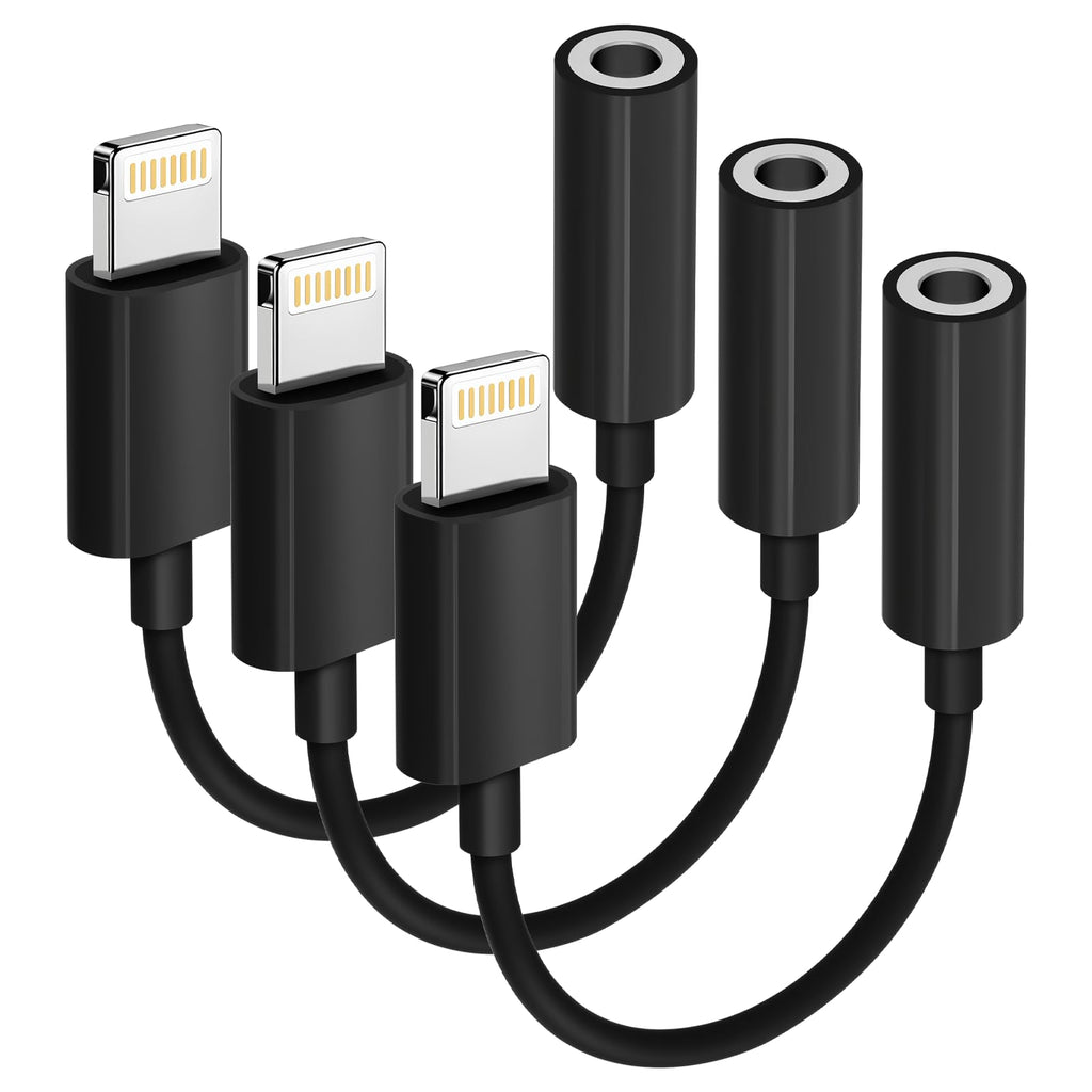 Apple MFi Certified 1 Pack Lightning to 3.5 mm Headphone Jack Adapter for iPhone, iPhone Aux Adapter Converter Dongle Audio Cable Compatible with iPhone 14 13 12 11 X XS 8 7 Black