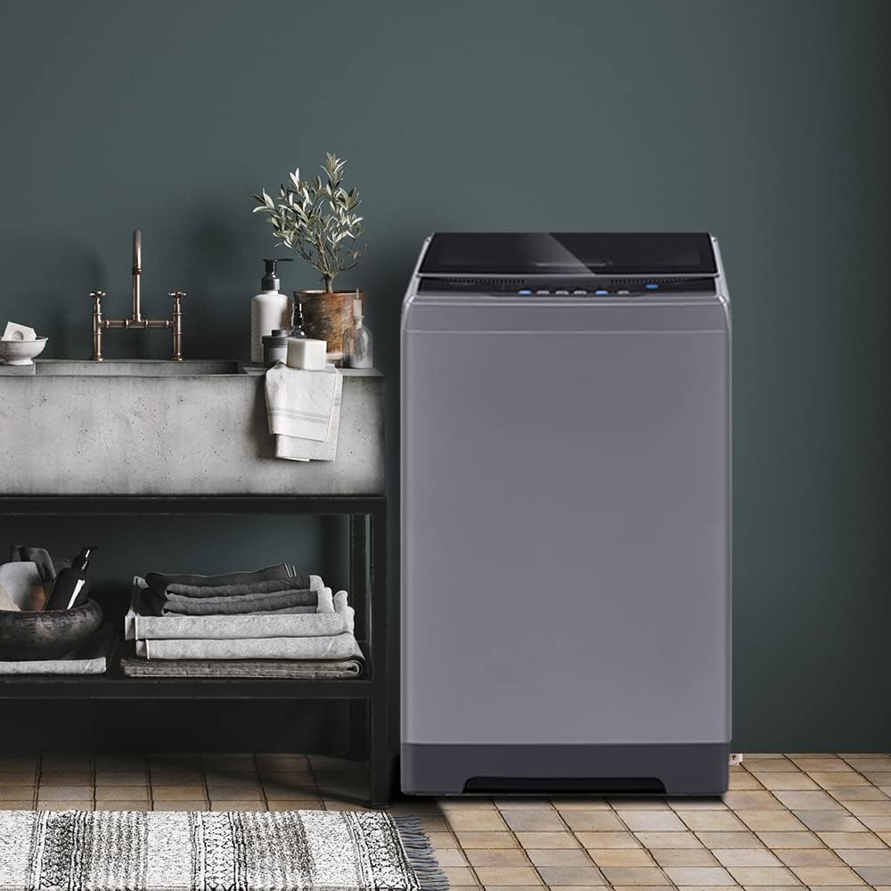 COMFEE’ 1.6 Cu.ft Portable Washing Machine, 11lbs Capacity Fully Automatic Compact Washer with Wheels, 6 Wash Programs Laundry Drain Pump, Ideal for Apartments, RV, Camping, Magnetic Gray
