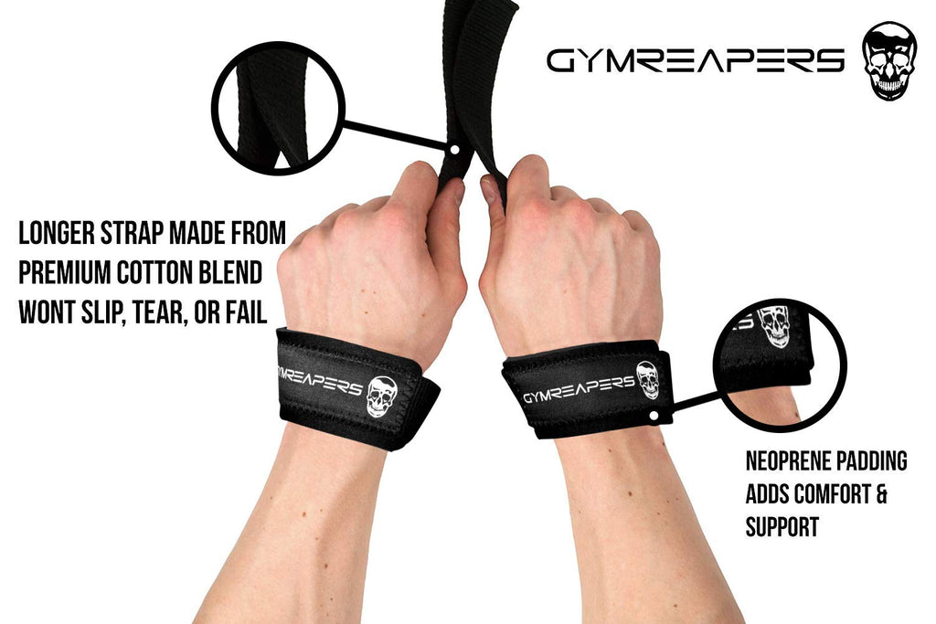 Gymreapers Lifting Wrist Straps for Weightlifting, Bodybuilding, Powerlifting, Strength Training, & Deadlifts - Padded Neoprene with 18" Cotton