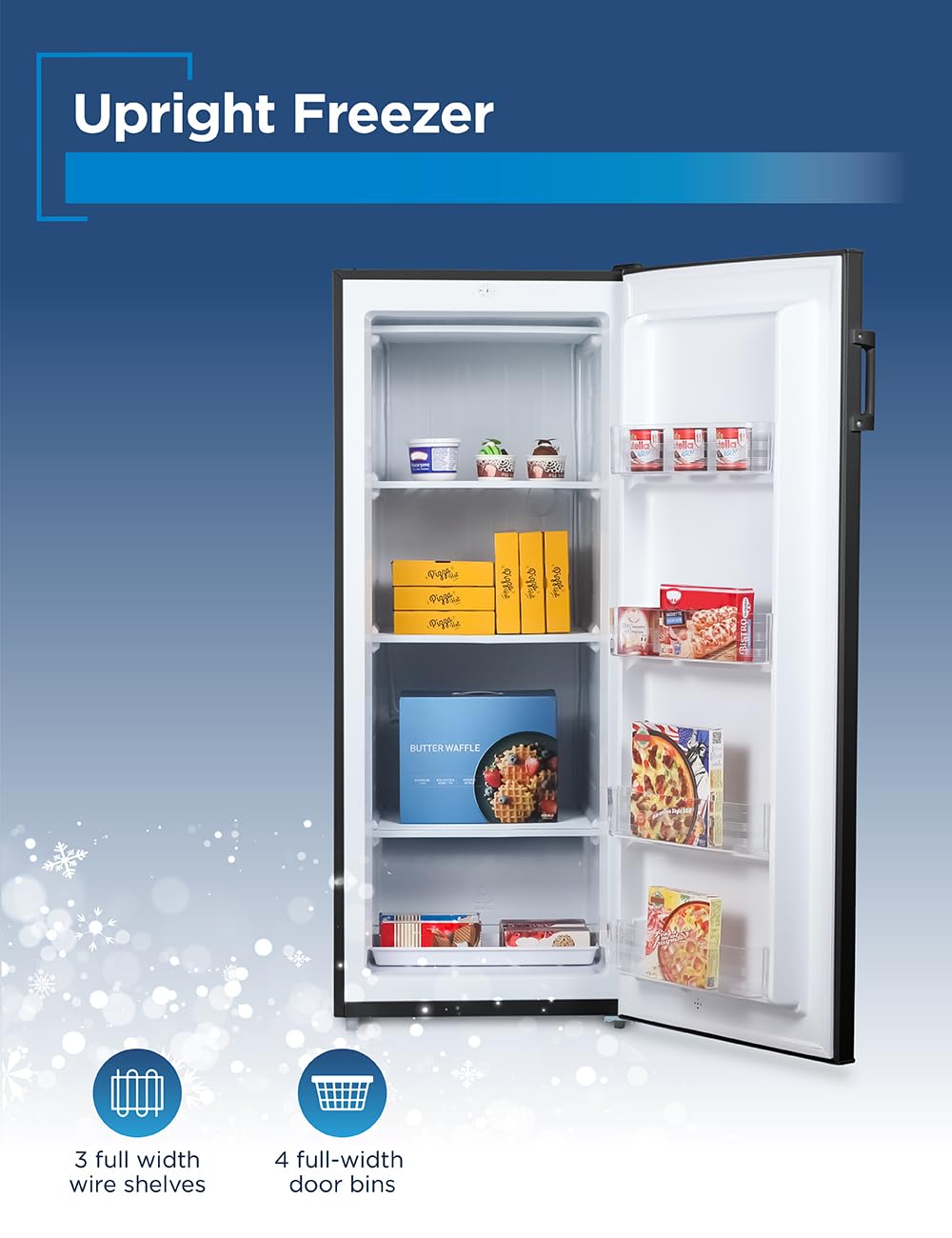 BLACK+DECKER 14 Cu. Ft. Convertible Freezer Refrigerator, Upright Freezer with Glass Shelves, ENERGY STAR rated, Frost Free, BUC1400XB, Black