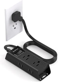 Cruise Essentials - Flat Plug Power Strip, Addtam 5 ft Ultra Flat Extension Cord with 6 Outlets Extender, No Surge Protector for Cruise Ship, Travel, Dorm, Home Office,Black