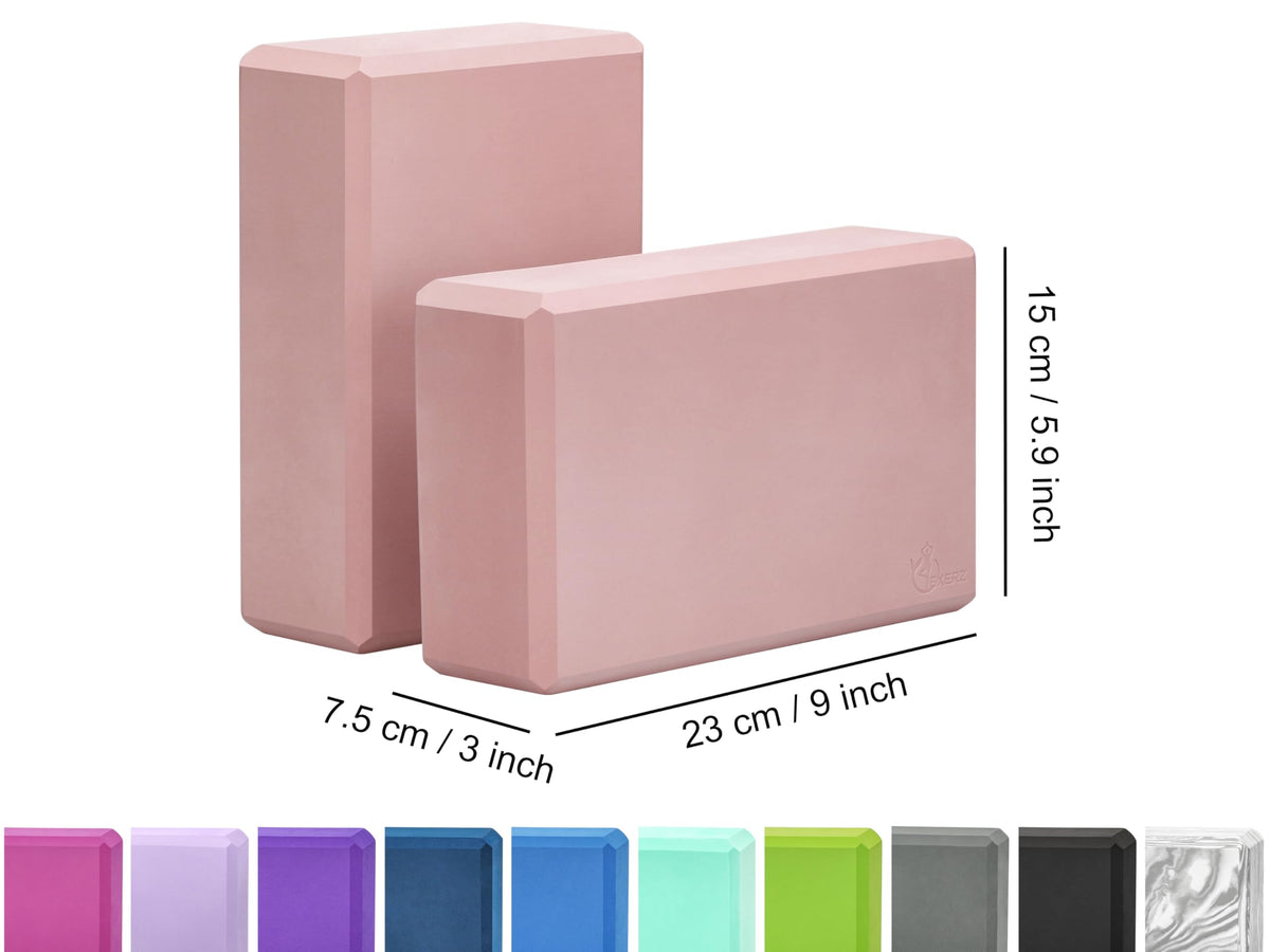 EXERZ Yoga Blocks 2pcs Gym Bricks -Comfortable Fitness Yoga Bricks, Anti-Slip, Lightweight and Travel Friendly Pilates Practice