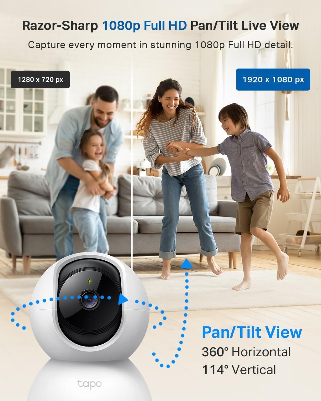Tapo C210P2 2K 3MP Pan/Tilt Indoor Security Camera Set, Pet Camera