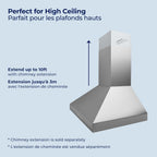 Hauslane Wall Mount Range Hood 30 Inch Convertible 350-750 CFM Low Noise