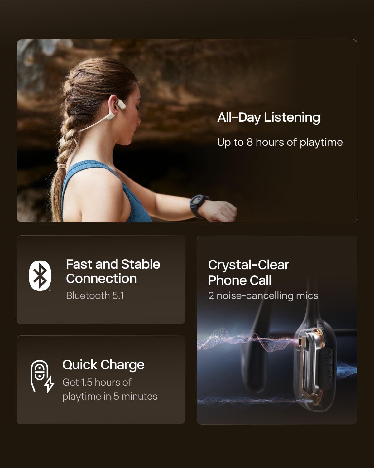 SHOKZ OpenRun Pro - Open-Ear Bluetooth Bone Conduction Sport Headphones - Sweat Resistant Wireless Earphones for Workouts and Running with Premium Deep Base - Built-in Mic, with Hair Band