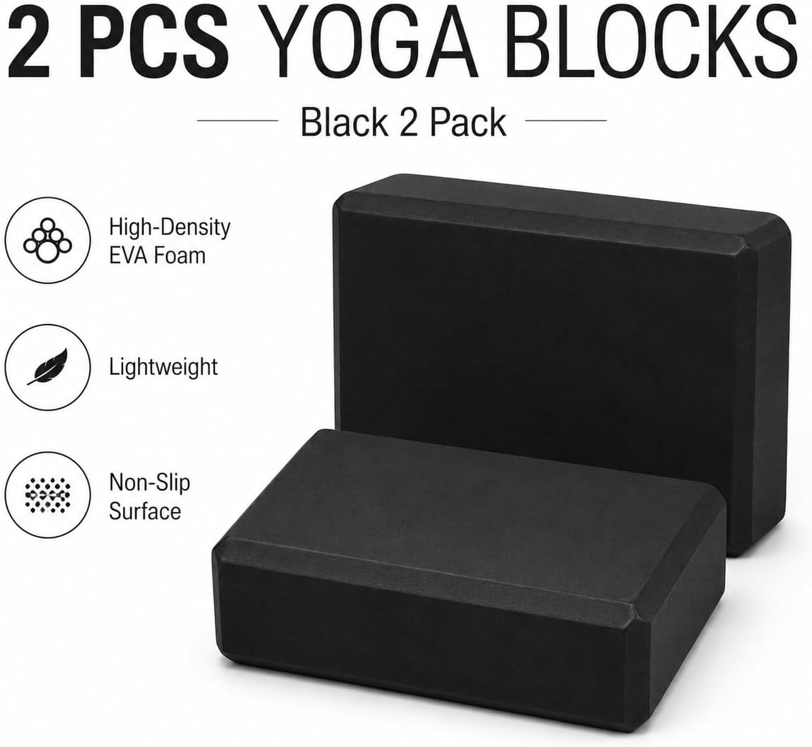 EXERZ Yoga Blocks 2pcs Gym Bricks -Comfortable Fitness Yoga Bricks, Anti-Slip, Lightweight and Travel Friendly Pilates Practice