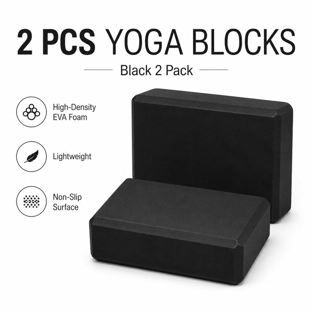 EXERZ Yoga Blocks 2pcs Gym Bricks -Comfortable Fitness Yoga Bricks, Anti-Slip, Lightweight and Travel Friendly Pilates Practice