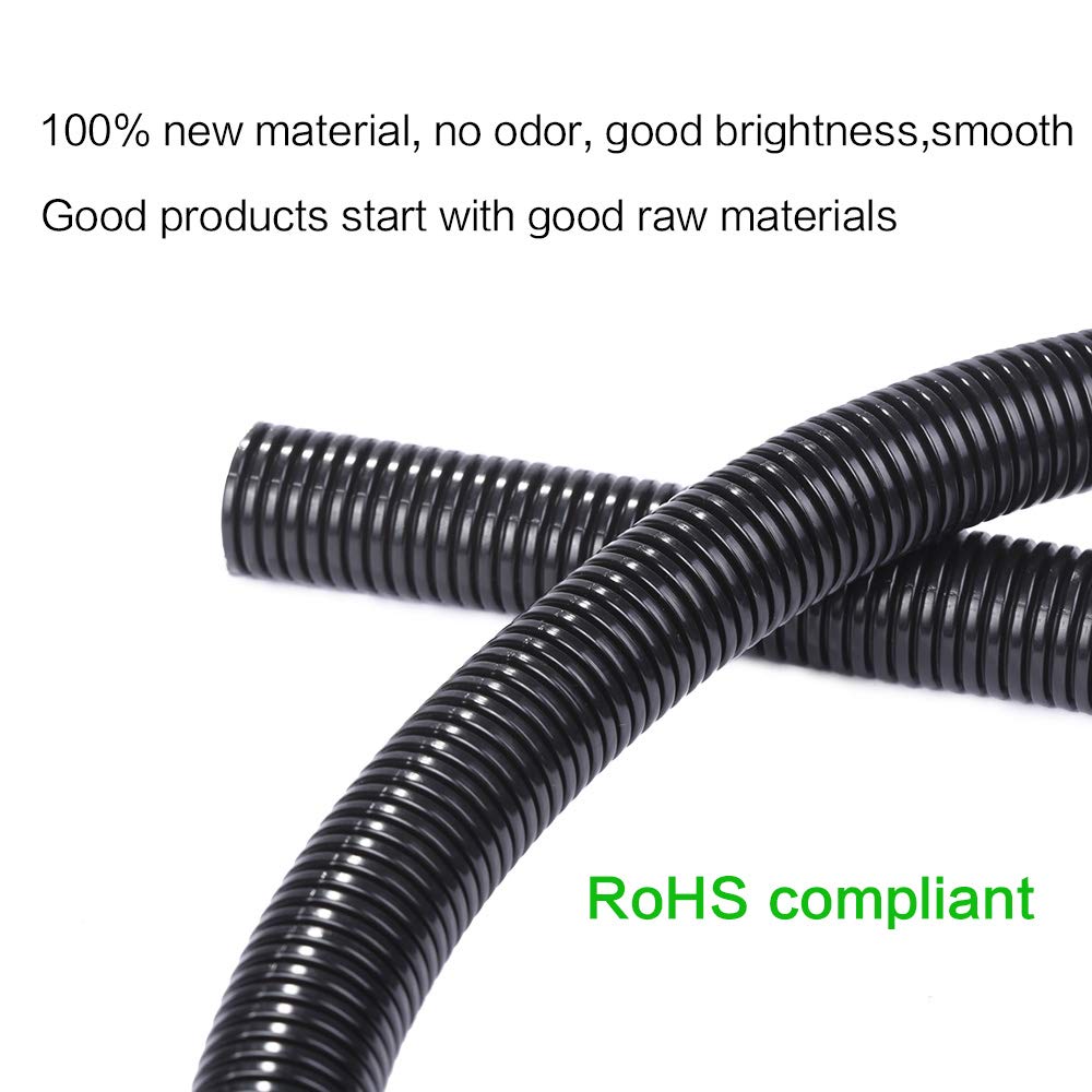 Alex Tech 10ft - 1/2 inch Split Wire Loom Tubing - Black