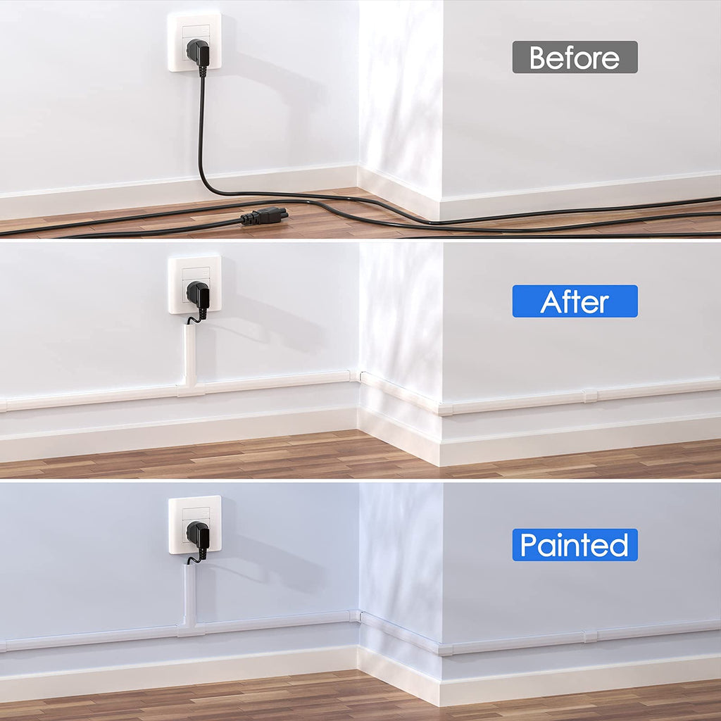 Yecaye TV Cord Hider, 42in Cord Cover Wall Mounted, W1.18in H0.6in, Beige