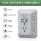 Surge Protector, QINLIANF 5 Outlet Extender with 4 USB Ports(2USB-C)