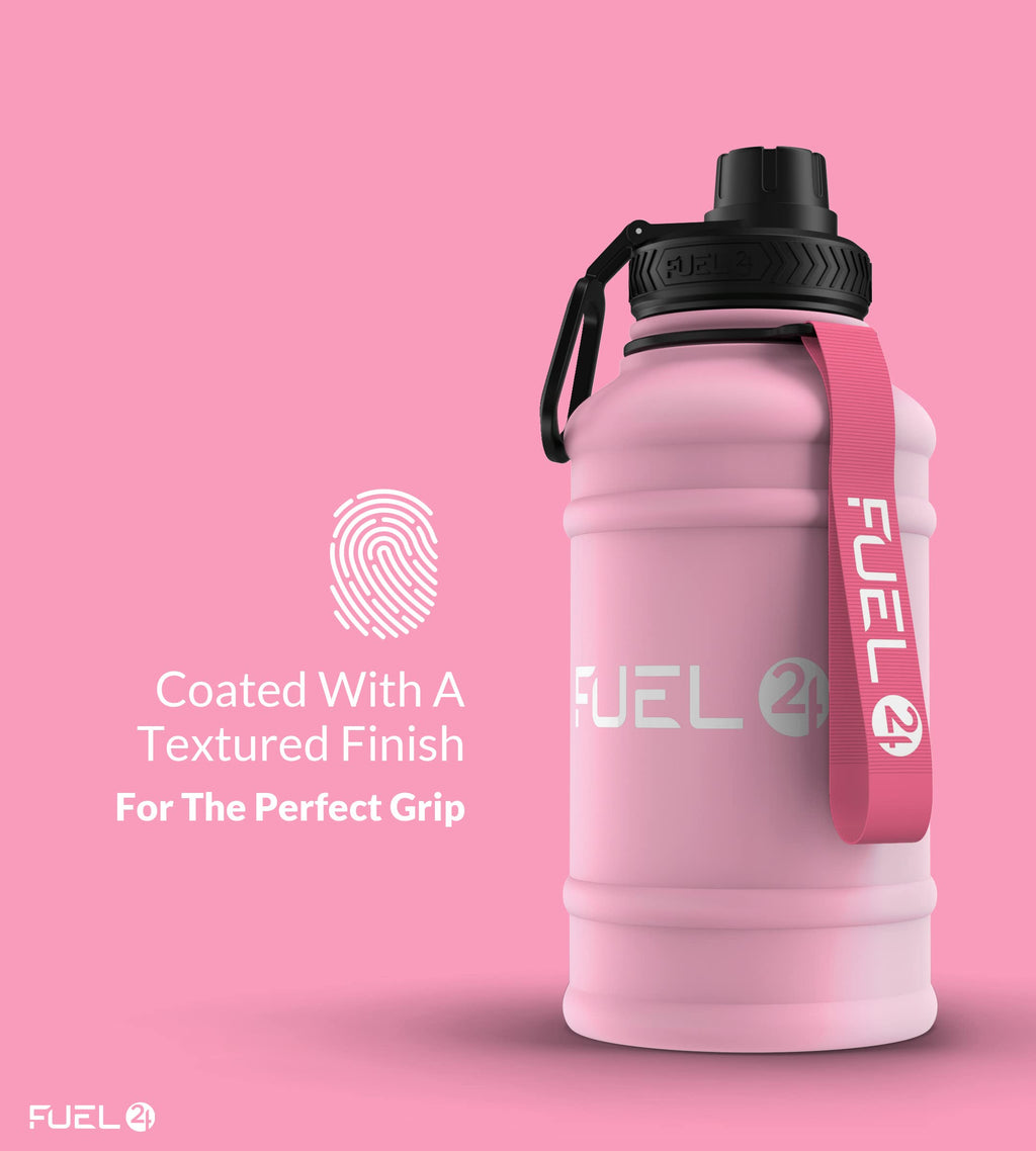 Fuel24 Stainless Steel Jug - 1.3 or 2.2 Litre Water Bottle - Extra Strong, BPA Free, Leak Proof - Large Gym Sports Bottle, 1.3L, 2.2L, Metal Bottle - Colour Options