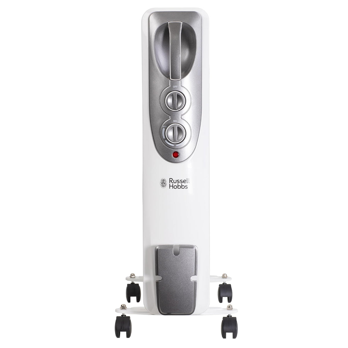 Russell Hobbs 2000W/2KW Oil Filled Radiator, 9 Fin Portable Electric Heater - White, Adjustable Thermostat with 3 Heat Settings, Safety Cut-off, 20 m sq Room Size, RHOFR5002, 2 Year Guarantee