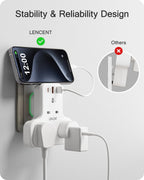 LENCENT 3 Way Plug Adaptor with 3 USB Slots PD&QC 20W, Multi Plug Extension