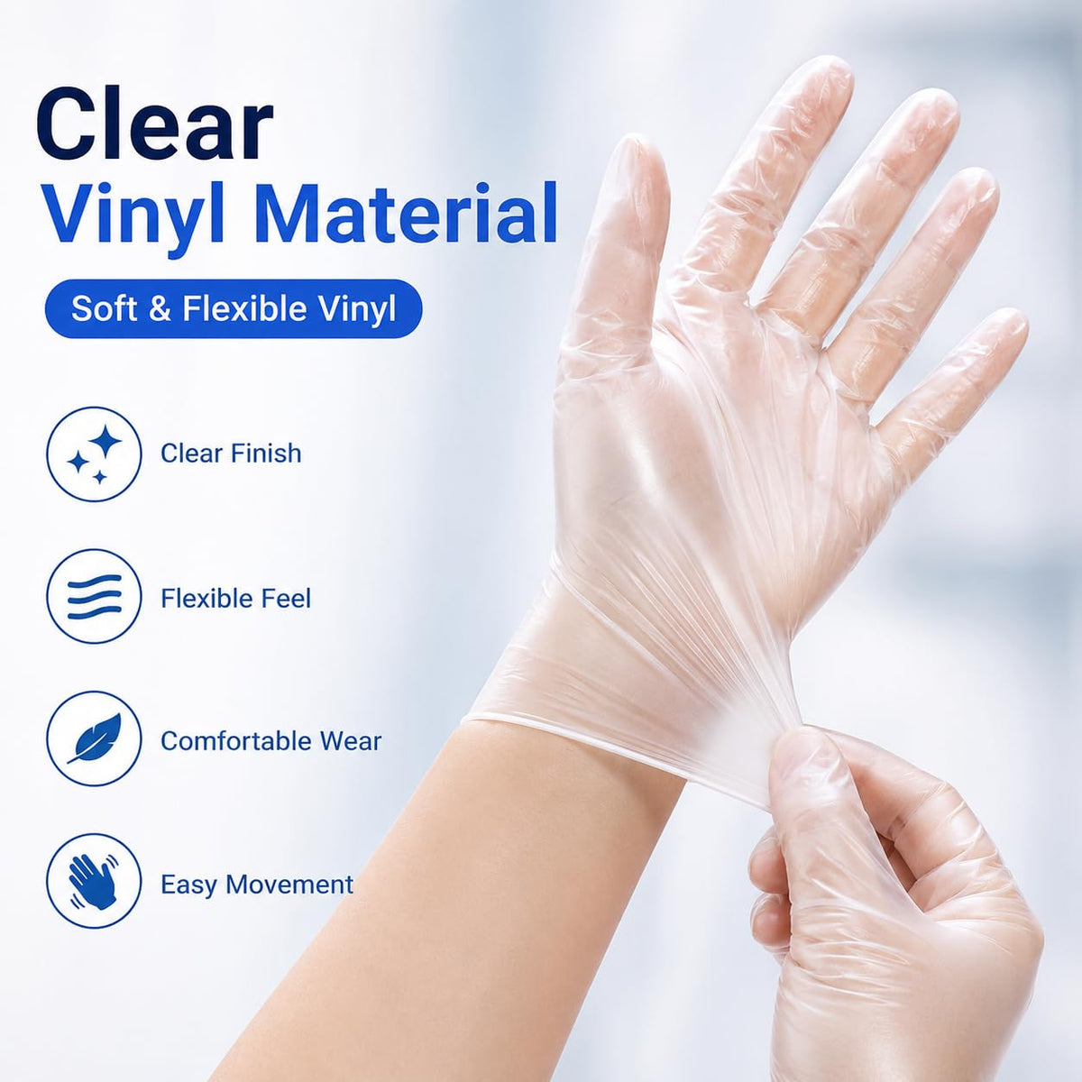 1ABOVE 100 Clear Vinyl Disposable Gloves Small, Powder-Free Latex-Free Ambidextrous Gloves for Food Handling Except Fatty Foods, Cleaning, Hairdressing, Beauty & Everyday Tasks