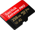 SANDISK Extreme PRO microSD Card + Adapter 256GB, Up to 200MB/s Read Speeds