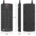Yintar 6Ft Surge Protector Power Strip with 8 Outlets and 4 USB Ports